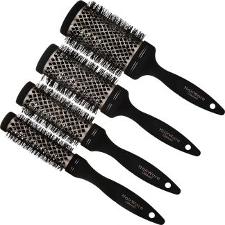 Hairware Ceramic Gold Barrel Non-Slip Handle Brush Collection