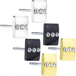 Blomdahl Titanium Earrings - Triple Crystal Square