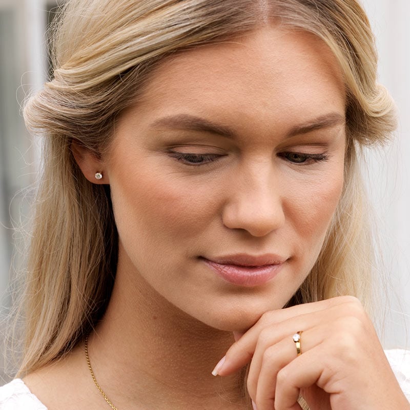 Blomdahl Titanium Earrings - Cubic Zirconia, Swarovski Crystals, White Tiffany Square - Image 2