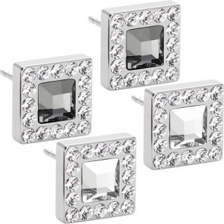 Blomdahl Natural Titanium Earrings - Brilliance Square Halo