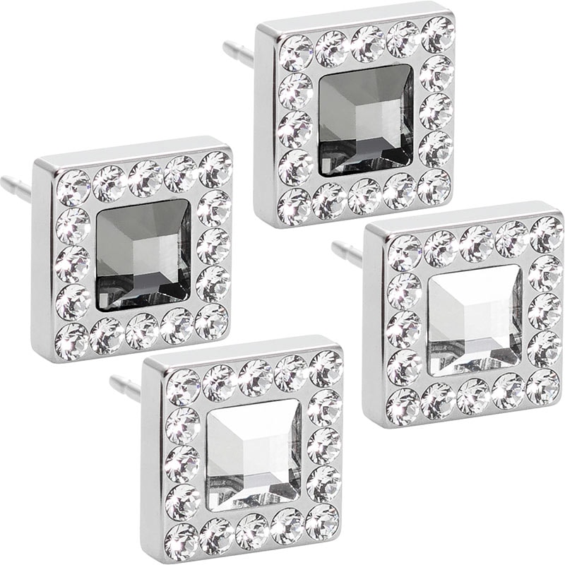 Blomdahl Natural Titanium Earrings - Brilliance Square Halo