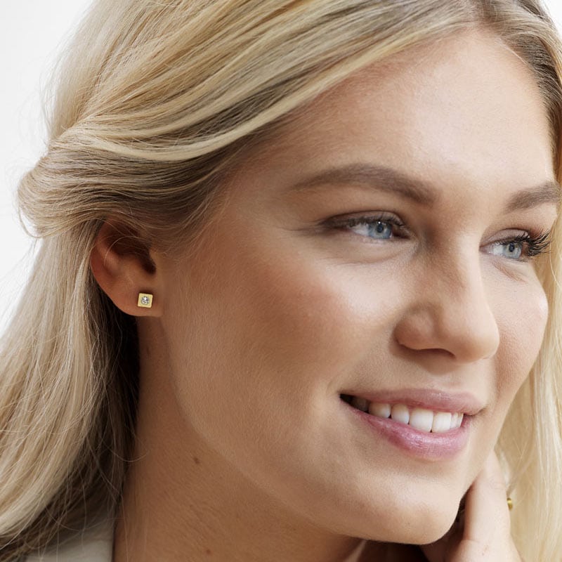 Blomdahl Titanium Earrings - Petite Square Crystal - Image 2