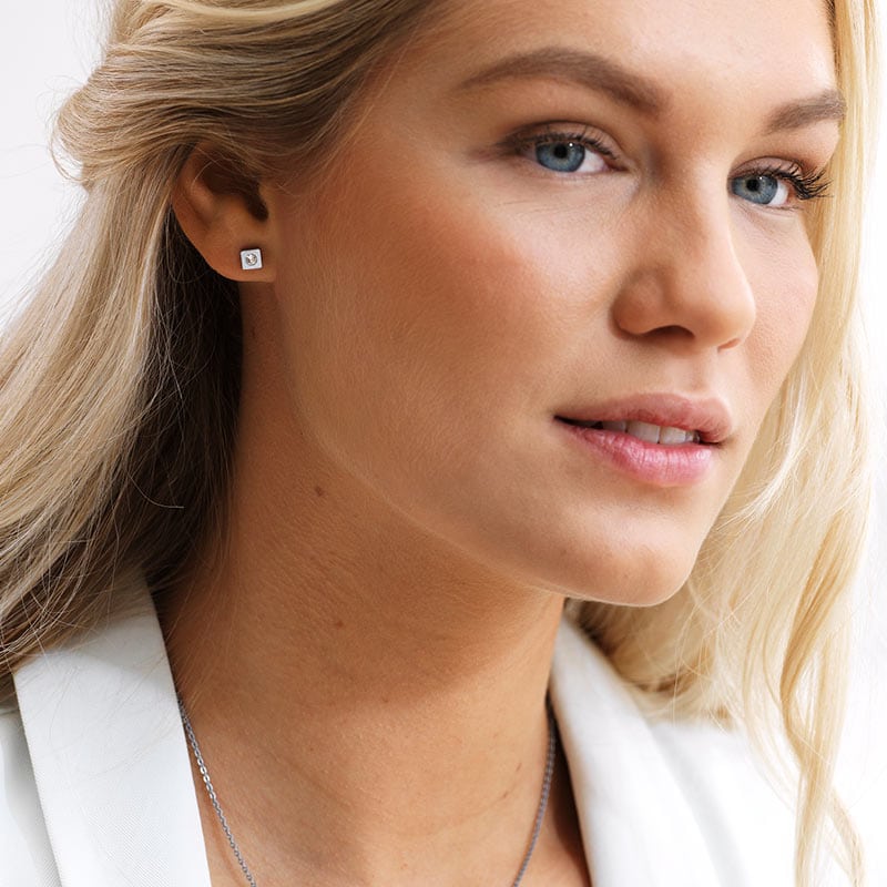 Blomdahl Titanium Earrings - Petite Square Crystal - Image 3