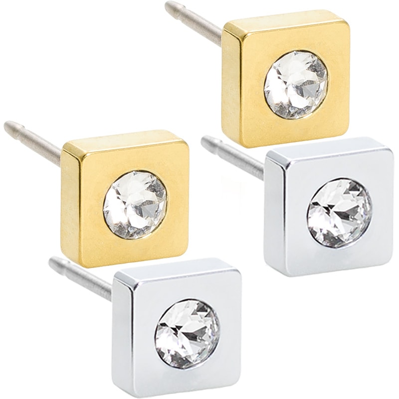 Blomdahl Titanium Earrings - Petite Square Crystal