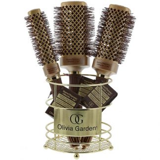 Olivia Garden NanoThermic Ceramic & Ion Square Barrel 3 Brush Basket Set