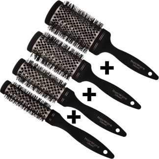 Hairware Ceramic Gold Barrel Non-Slip Handle Brush Set: 4 Brushes