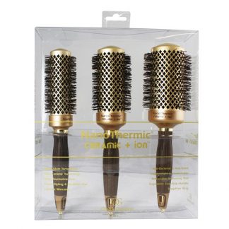Olivia Garden NanoThermic Ceramic & Ion Brush Set: 3 Brushes & Clear Box