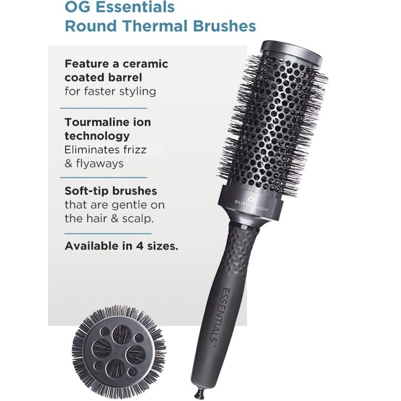 Olivia Garden Essentials Thermal Brush Display: 4 Brushes & Basket - Image 11