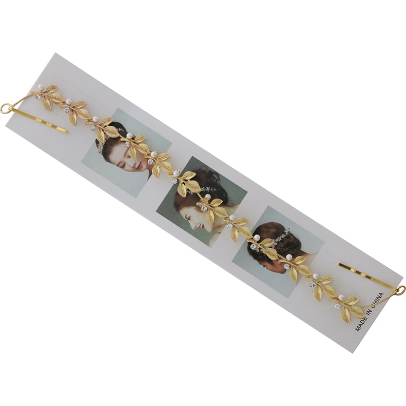 Bridal Headpiece Gold Leaf & Pearl with Pin