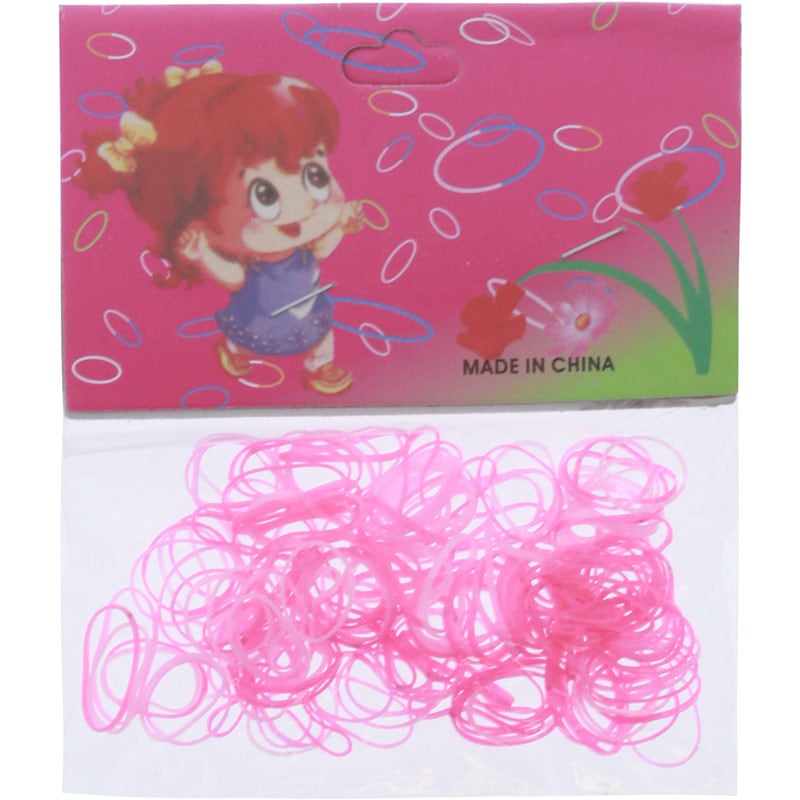 Hair Elastics Silicone, Pink, 160/Pack