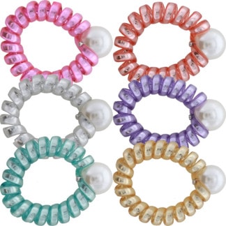 Hair Elastic Telephone Cord with Pearl, 5cm