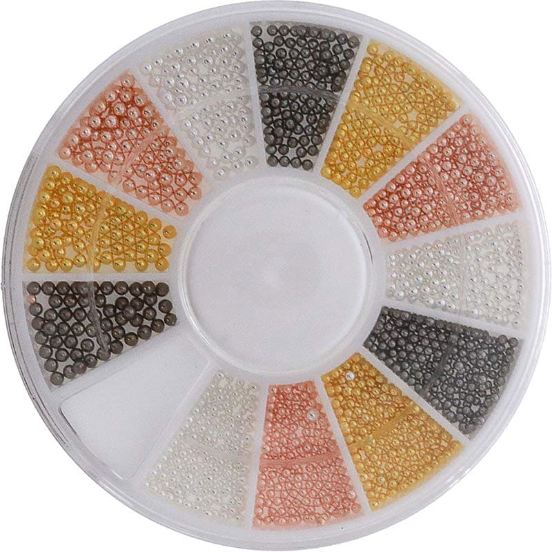 Nail Art Decorations - Rose, Gold, Silver & Black Bead Pearls, 3 Sizes