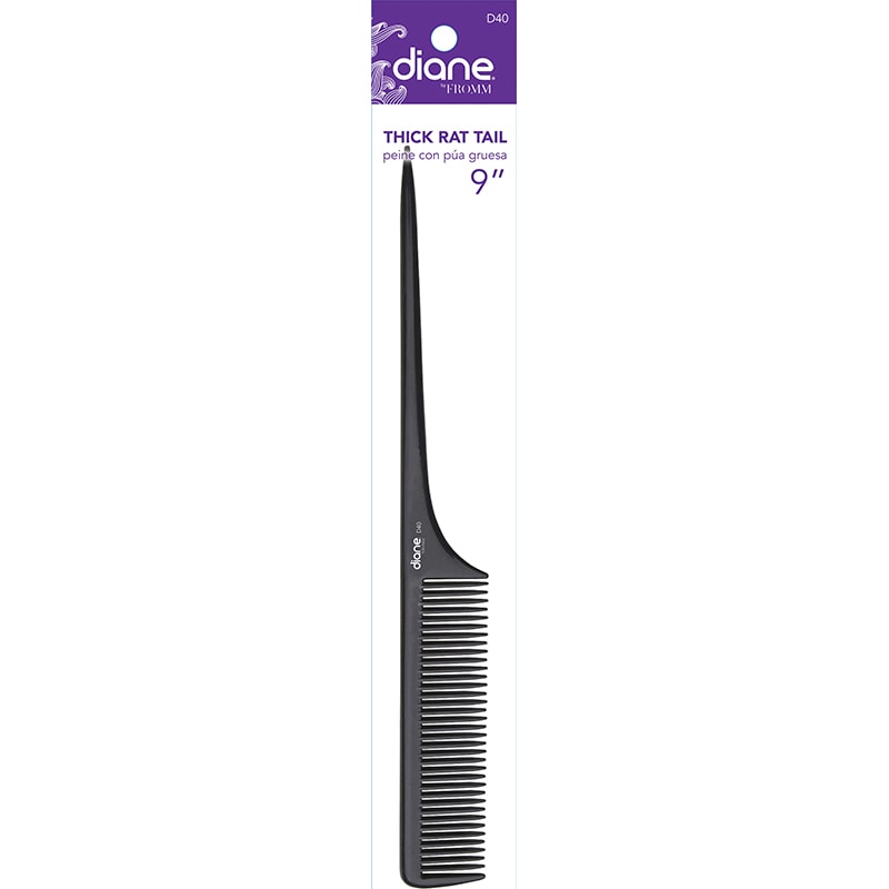 Diane Black/Bone Thick Rat Tail Comb, 9.25 inch