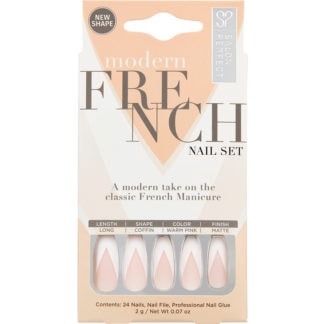 Salon Perfect Modern French Nail Set White French Tips, 24/Pack