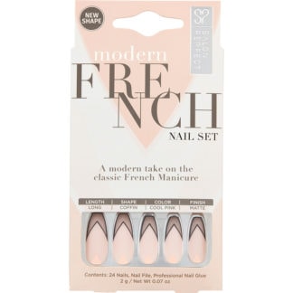 Salon Perfect Modern French Nail Set Black French Tips, 24/Pack