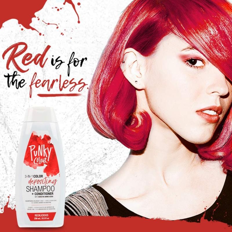 Punky Colour 3-in-1 Color Depositing Shampoo + Conditioner, Redilicious, 250ml - Image 2