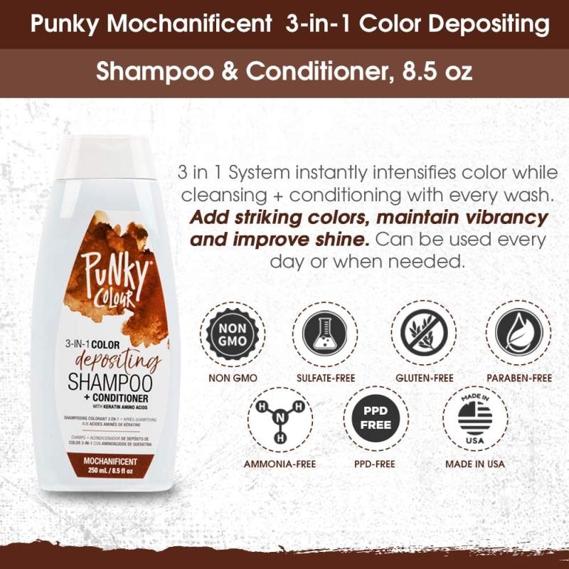 Punky Colour 3-in-1 Color Depositing Shampoo + Conditioner, Mochanificent, 250ml - Image 4