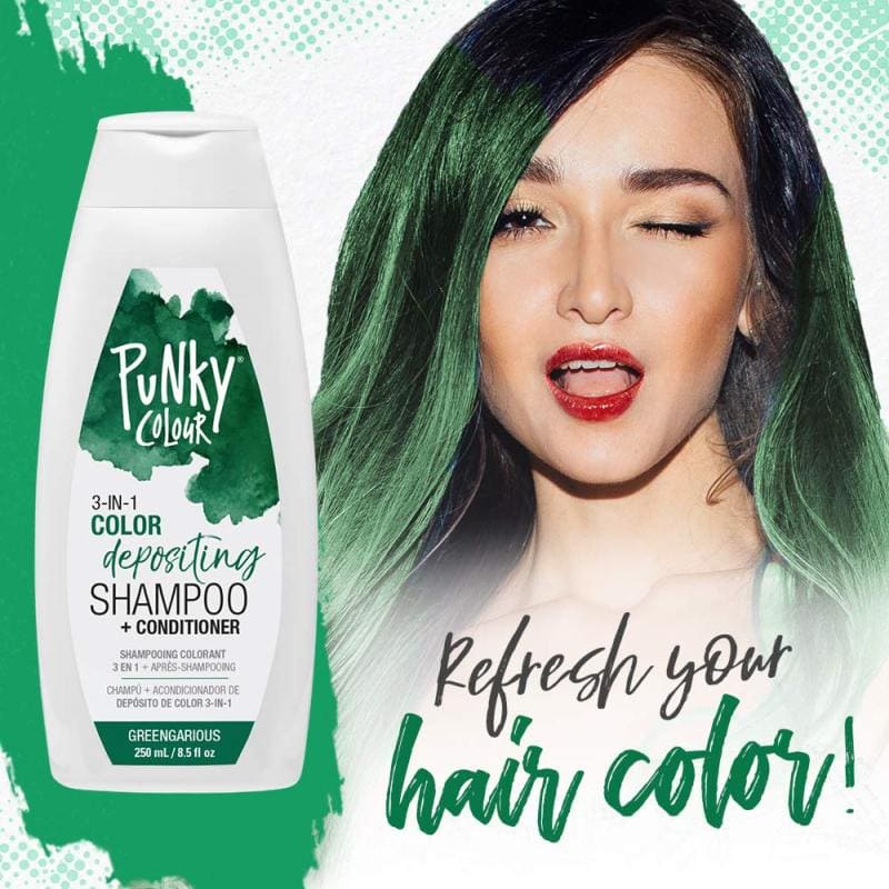 Punky Colour 3-in-1 Color Depositing Shampoo + Conditioner, Greengarious, 250ml - Image 2