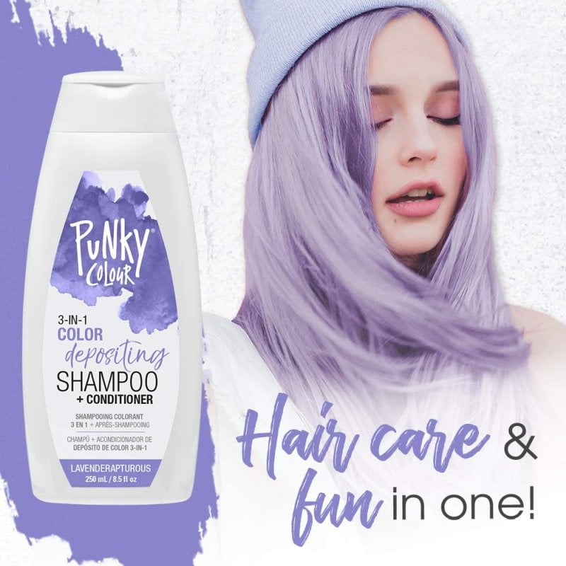 Punky Colour 3-in-1 Color Depositing Shampoo + Conditioner, Lavenderapturous, 250ml - Image 2