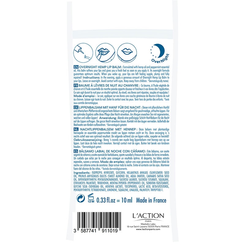 L'Action Paris Overnight Hemp Lip Balm, 10ml - Image 3