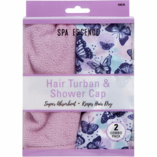 Beauty Topic Turban & Butterfly Shower Cap Duo Combo