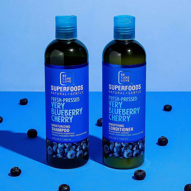 Be Care Love SuperFoods Natural & Gentle Fresh-Pressed Very Blueberry Cherry Moisturizing Shampoo, 355ml - Image 3