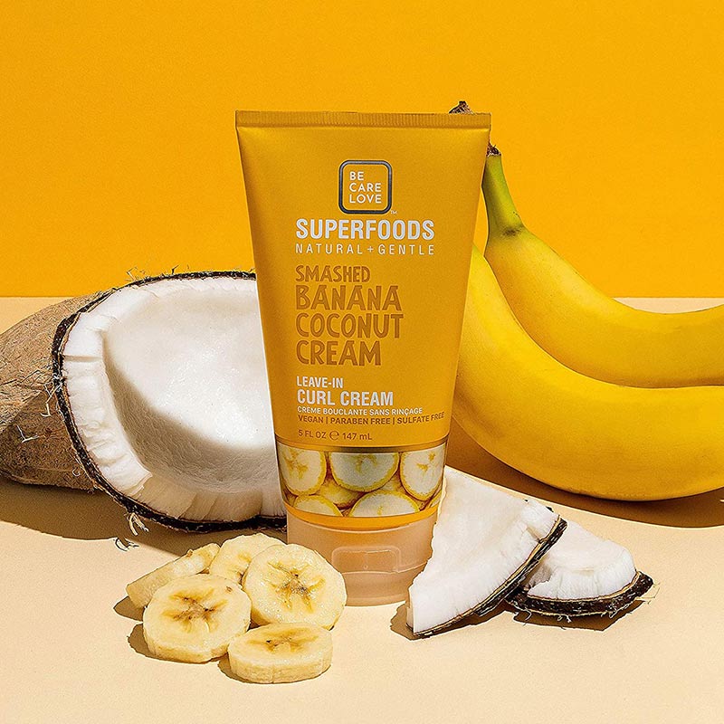 Be Care Love SuperFoods Natural & Gentle Smashed Banana Coconut Cream Leave-In Curl Cream, 147ml - Image 2