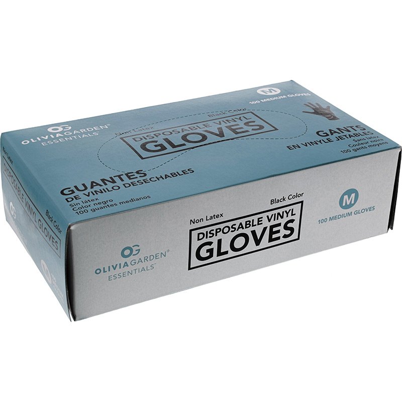Olivia Garden Essentials Disposable Vinyl Gloves, 100/Box