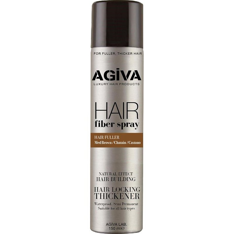 Agiva Hair Fiber Spray with Waterproof Semi-Permanent Color, Medium Brown, 150ml