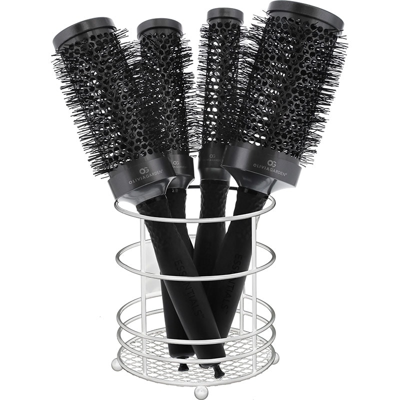 Olivia Garden Essentials Thermal Brush Display: 4 Brushes & Basket