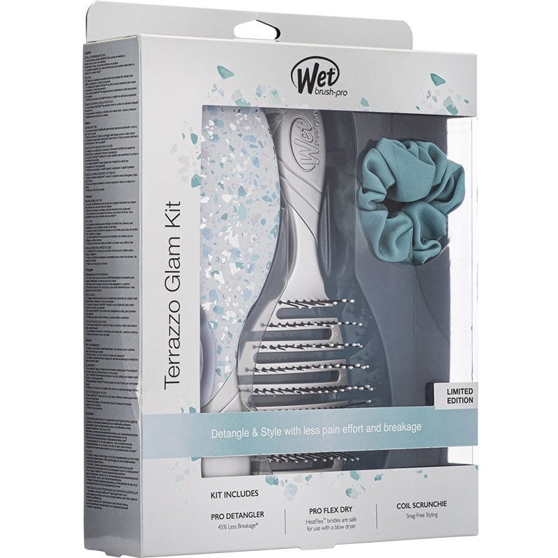 WetBrush Pro Detangler & Flex Dry Terrazzo Glam Kit, 2 Brushes & Scrunchie - Image 6