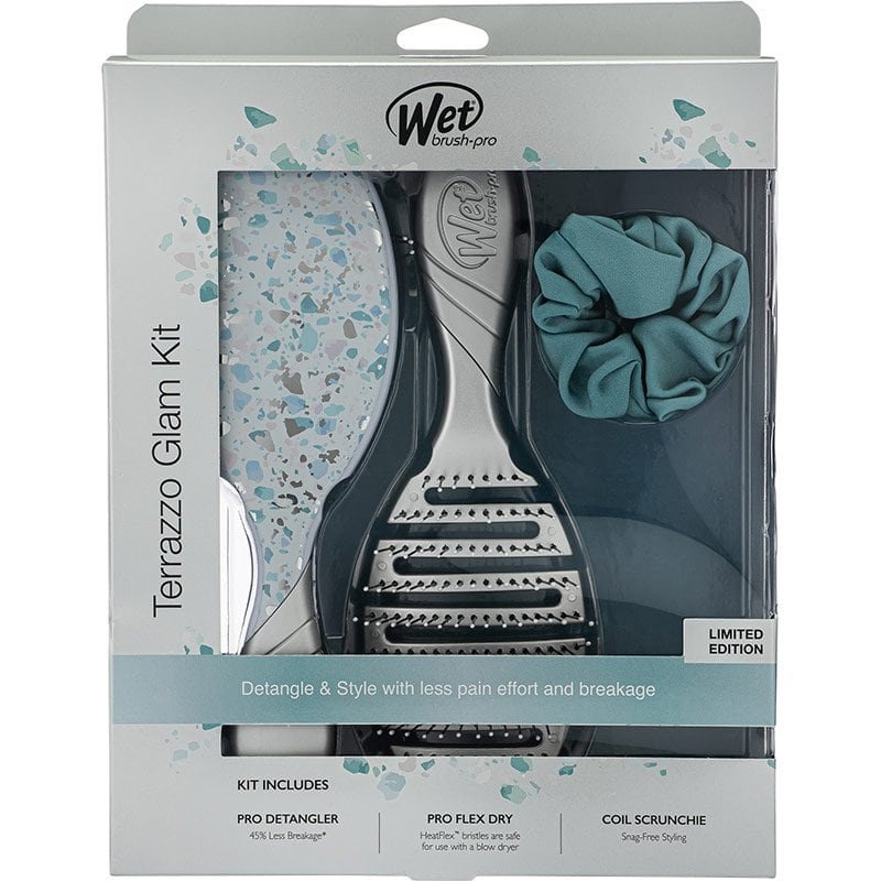 WetBrush Pro Detangler & Flex Dry Terrazzo Glam Kit, 2 Brushes & Scrunchie - Image 5