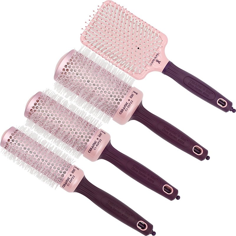 Olivia Garden Ceramic & Ion Thermal Breast Cancer Awareness 2022 Brush Collection