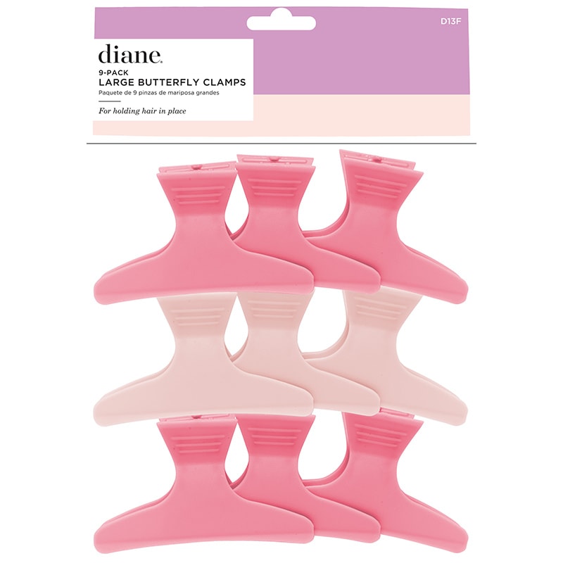 Diane Large Butterfly Clamps, Pink, 9/Pack