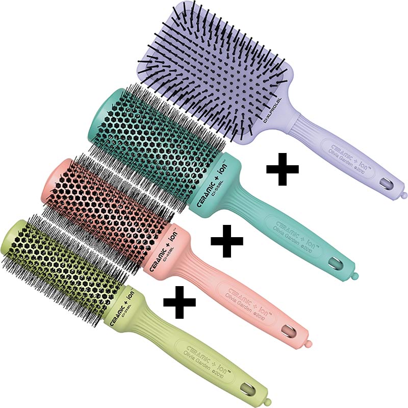 Olivia Garden Ceramic & Ion Thermal Blossom Brush Set: 4 Brushes