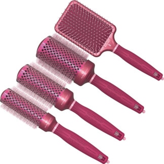 Olivia Garden NanoThermic Ceramic & Ion Breast Cancer Awareness Dark & Light Pink Glitter Brush Collection