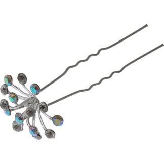 Bridal Hair Pin Silver with Iridescent Strass Bouquet