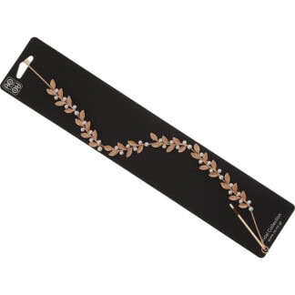 Bridal Headpiece with Gold Leaves & Pearls, 32cm