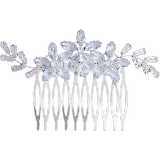 Bridal Hair Comb with Two Short Zircon Fronds