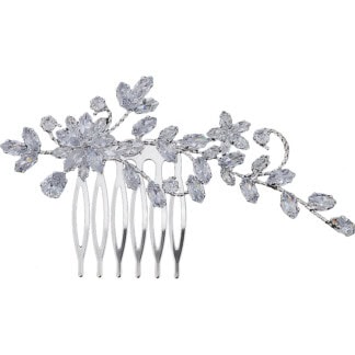 Bridal Hair Comb Small Off Centre Zircon