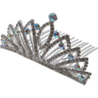 Bridal Hair Comb Crown with Zircon & Iridescent Strass