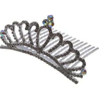 Bridal Hair Comb Small Crown with Zircon & Iridescent Strass