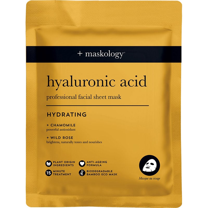 Maskology Professional Facial Sheet Mask – Hydrating Hyaluronic Acid, 1/Pack