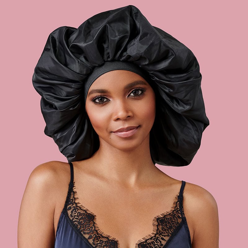 Diane Premium XXL Satin Bonnet, Black - Image 2