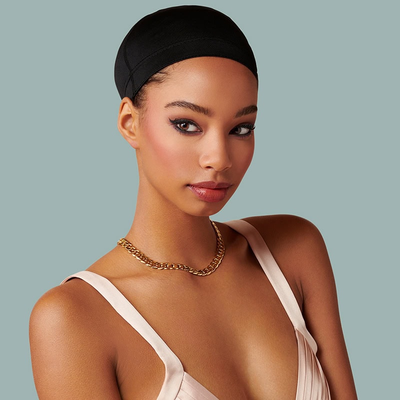 Diane Premium Spandex Dome Cap, Black - Image 2