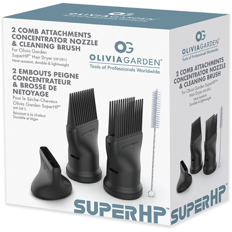 Olivia Garden SuperHP Comb Attachments & Cleaning Brush