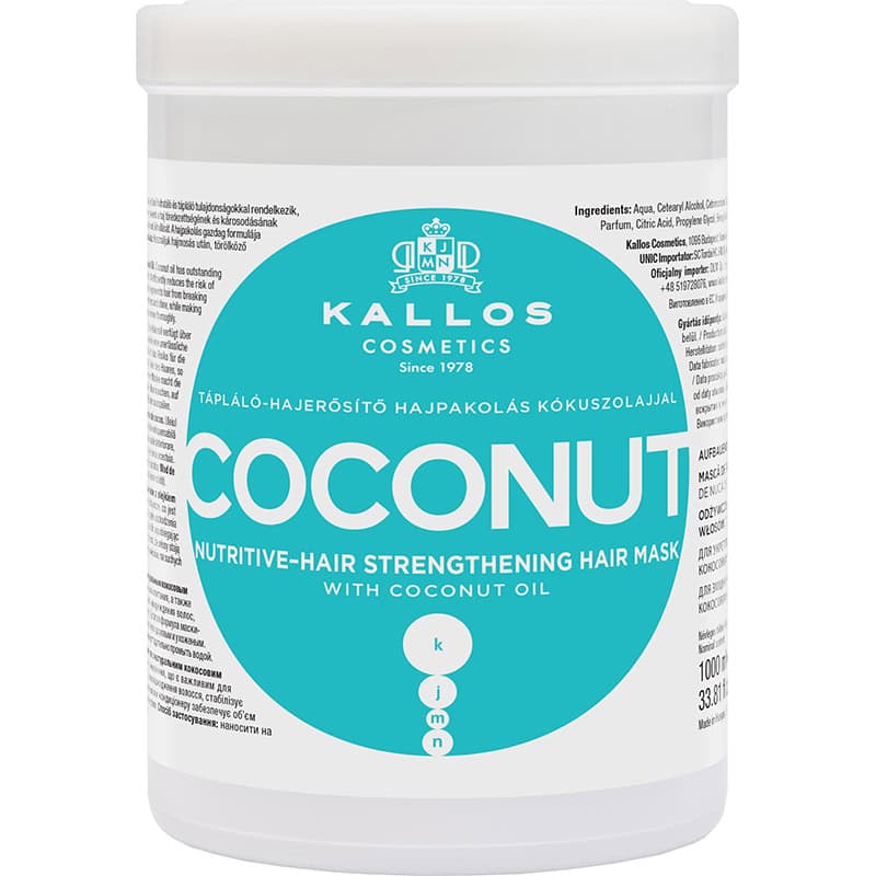 Kallos Coconut Nutritive Hair Strengthening Hair Mask with Coconut Oil, 1 Litre