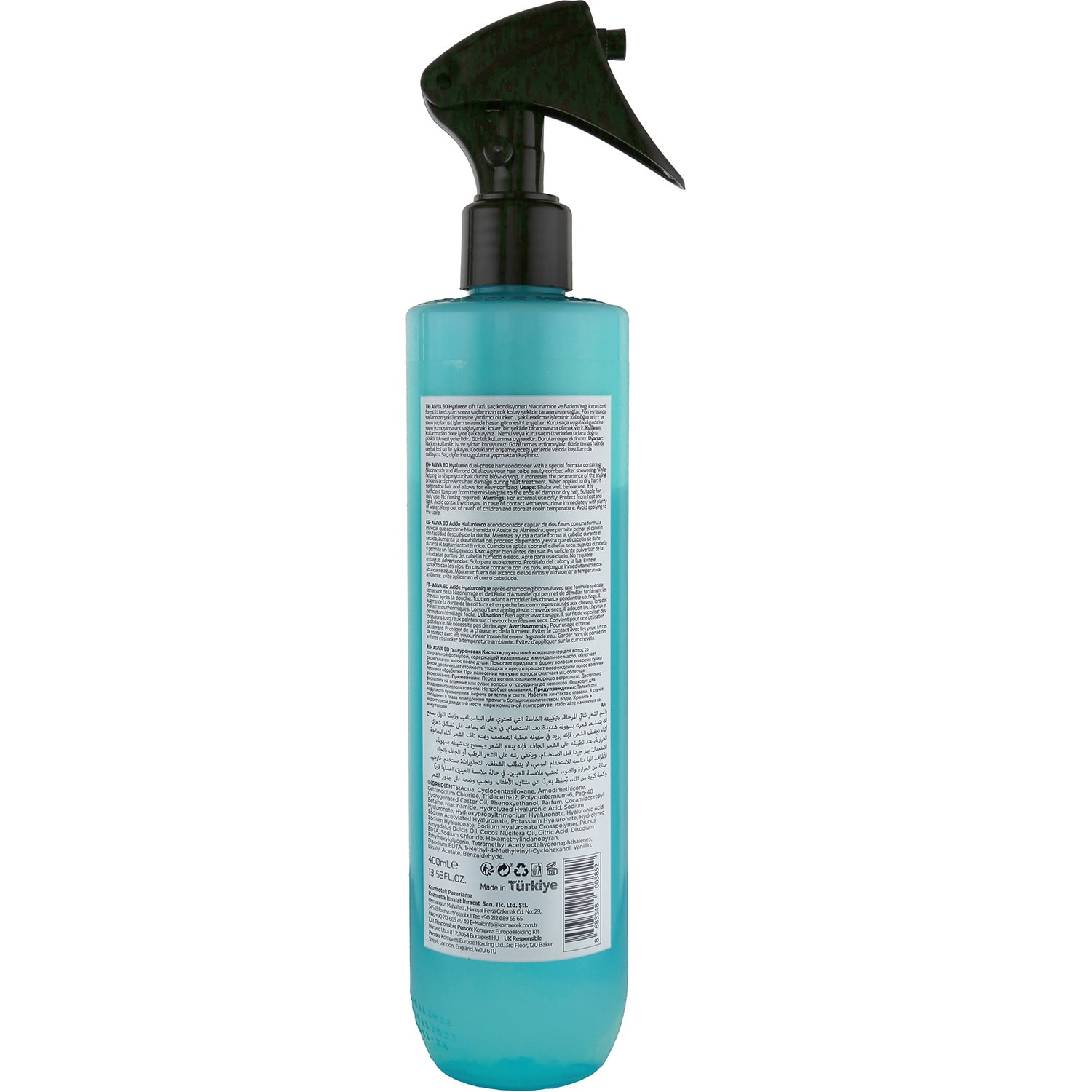 Agiva 8D Hyaluron Two Phase Conditioner & Heat Protection for Dry, Weak & Brittle Hair, 400ml - Image 2