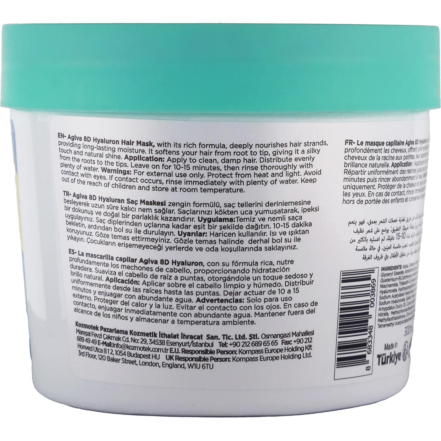 Agiva 8D Hyaluron Pro Care Hair Mask for Dry, Weak & Brittle Hair, 300ml - Image 2