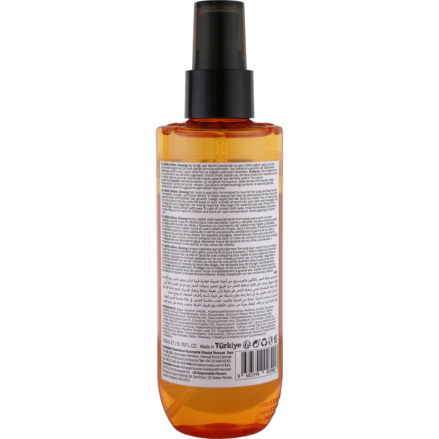 Agiva Caffeine Ginseng Pro Care Hair Tonic for Weak Hair Prone to Loss & Shedding, 200ml - Image 2